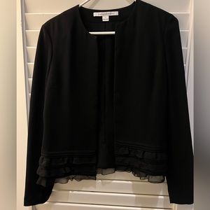 DVF black blazer with ruffle